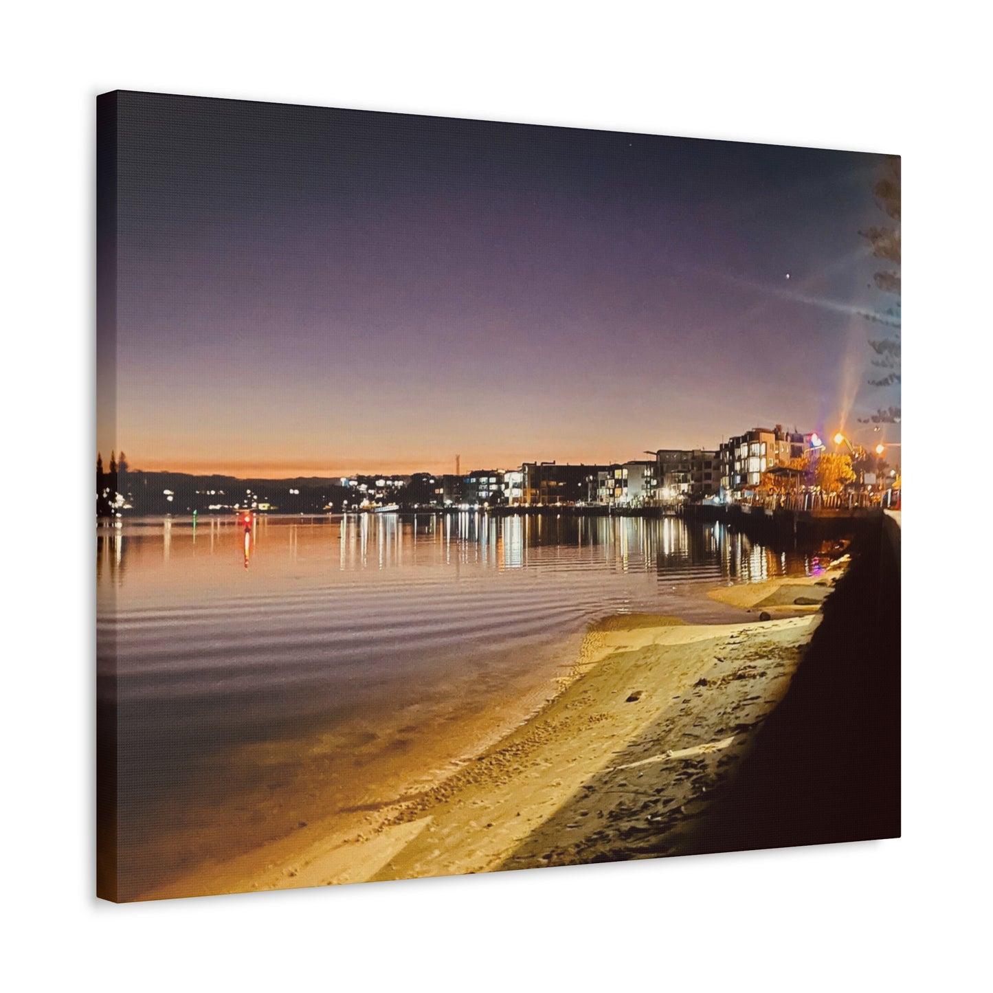 Beachfront Dusk Print on Canvas on Stretched Canvas