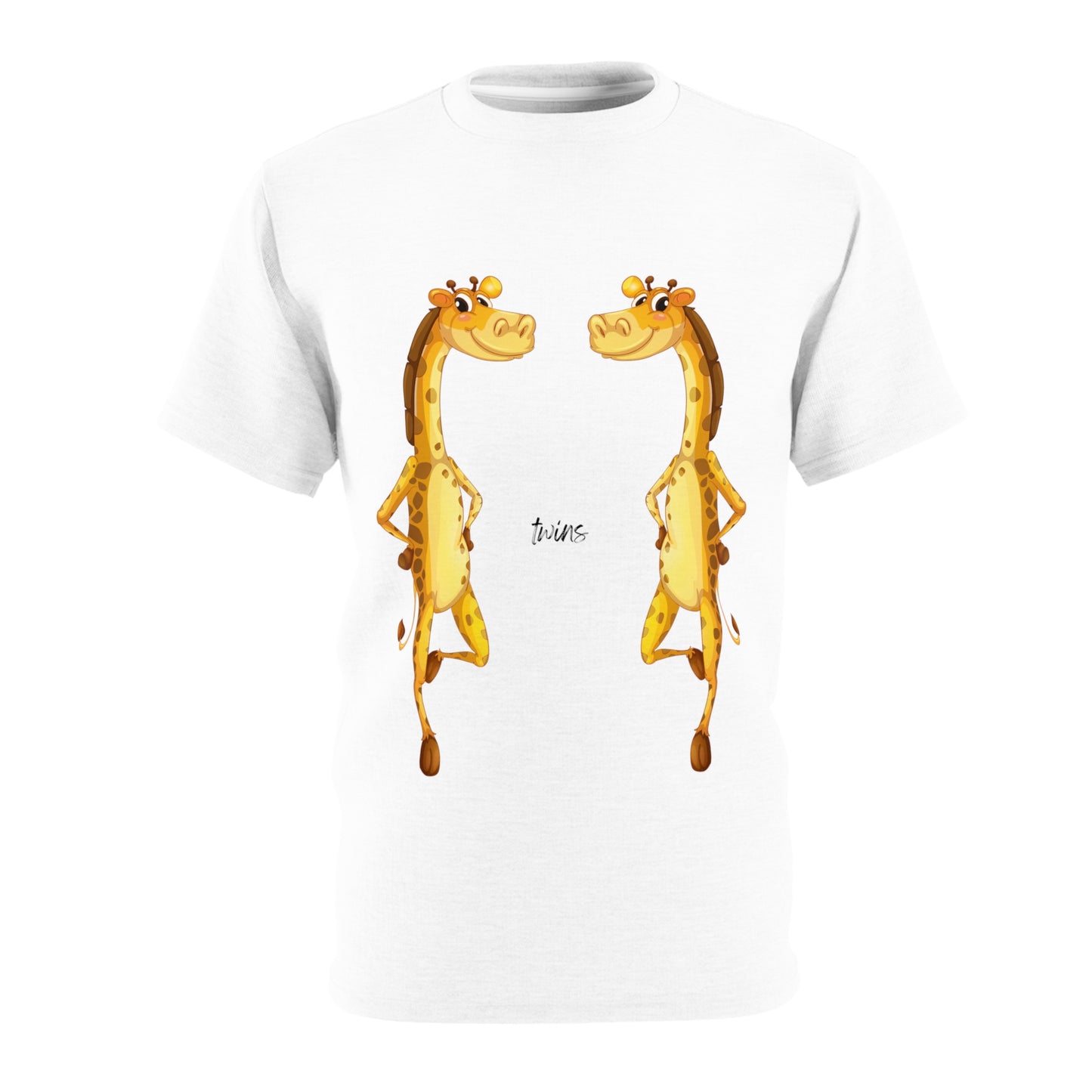 Quirky Tee Giraffe Twins Unisex Cut & Sew Tee (AOP)