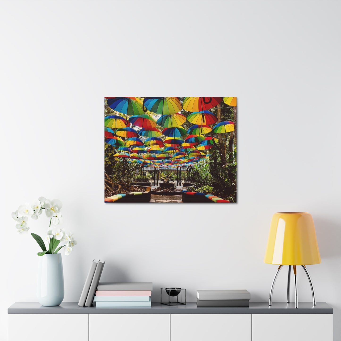 Umbrella Canopy Print on Canvas on Stretched Canvas