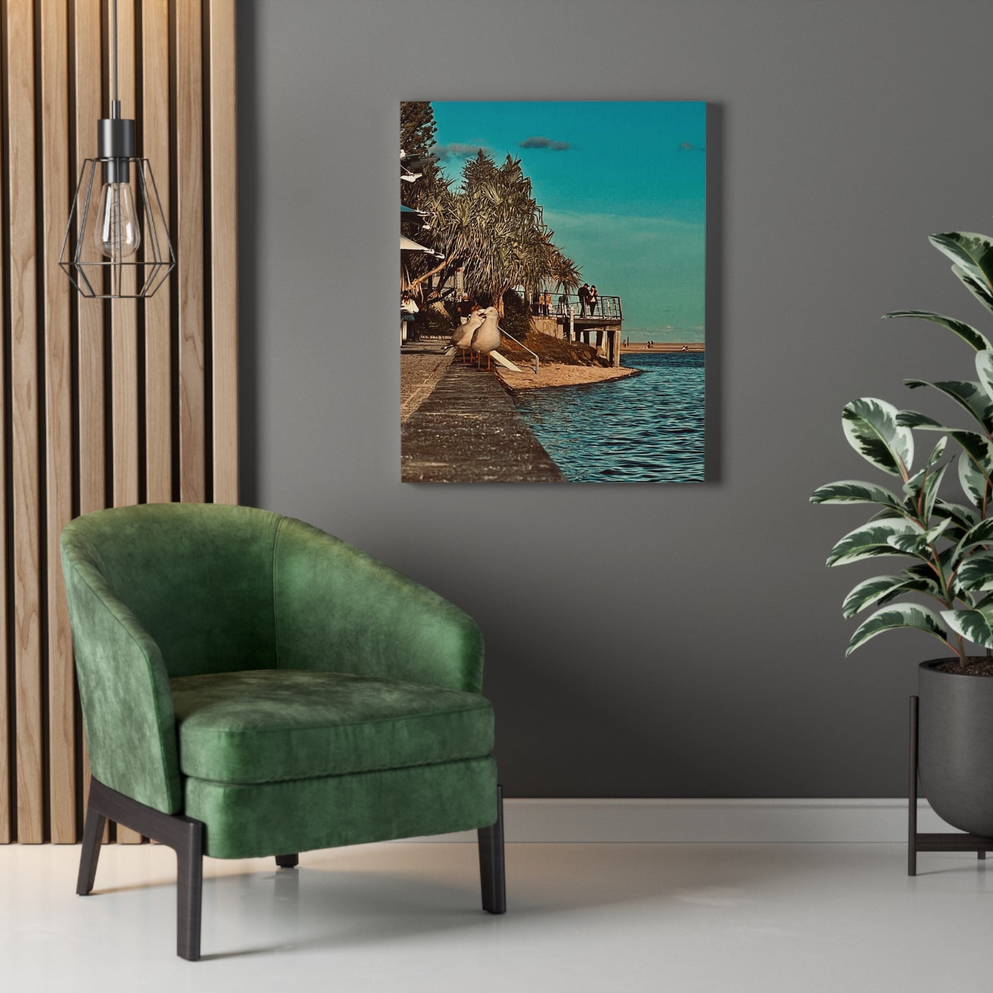 Serious Seagull Print on Canvas on Stretched Canvas