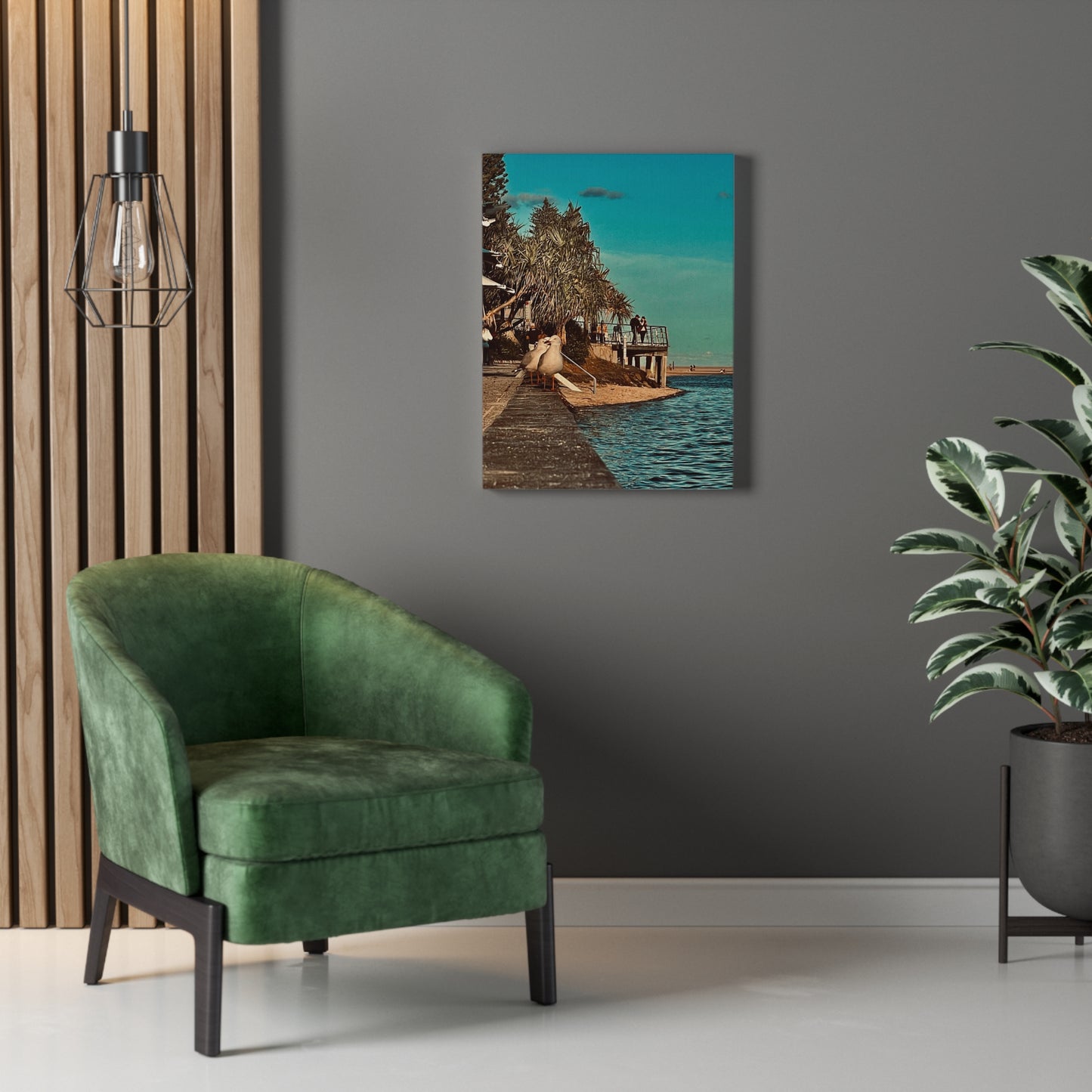 Serious Seagull Print on Canvas on Stretched Canvas