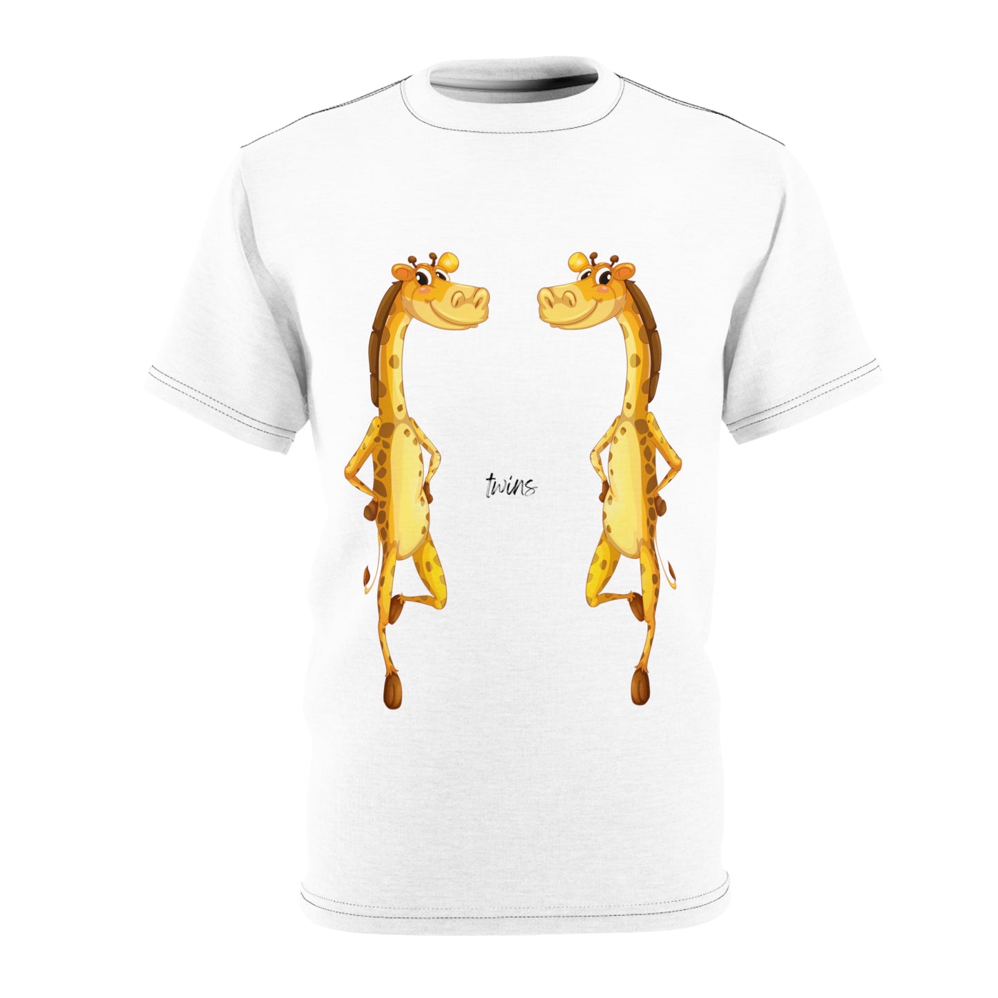 Quirky Tee Giraffe Twins Unisex Cut & Sew Tee (AOP)