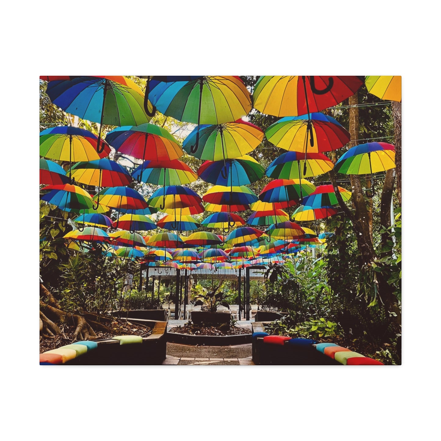 Umbrella Canopy Print on Canvas on Stretched Canvas