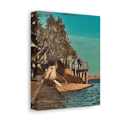 Serious Seagull Print on Canvas on Stretched Canvas