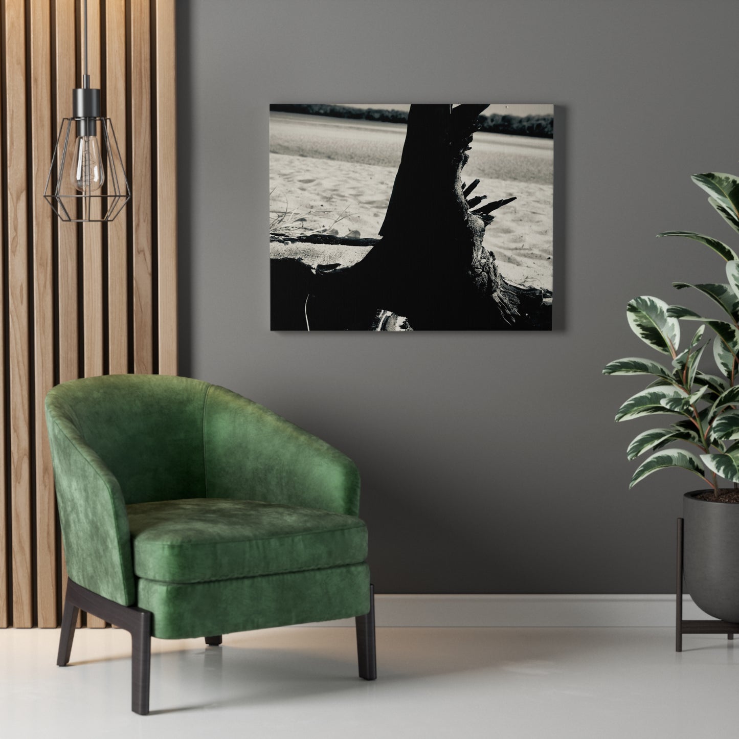 Beach Log Print on Canvas on Stretched Canvas