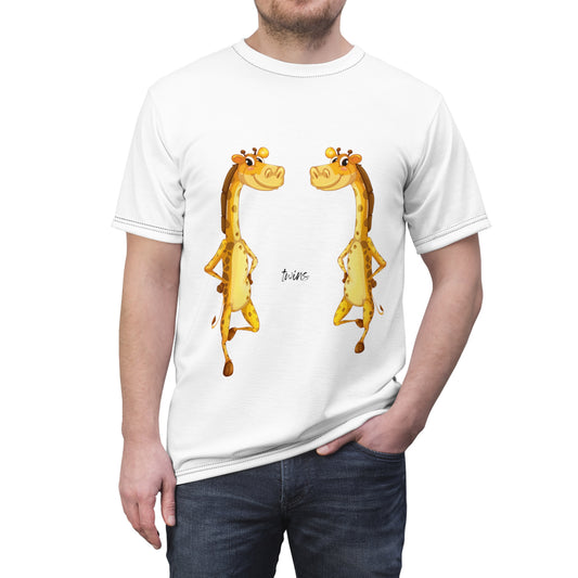 Quirky Tee Giraffe Twins Unisex Cut & Sew Tee (AOP)