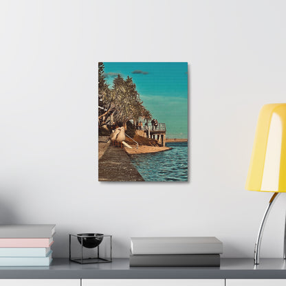 Serious Seagull Print on Canvas on Stretched Canvas