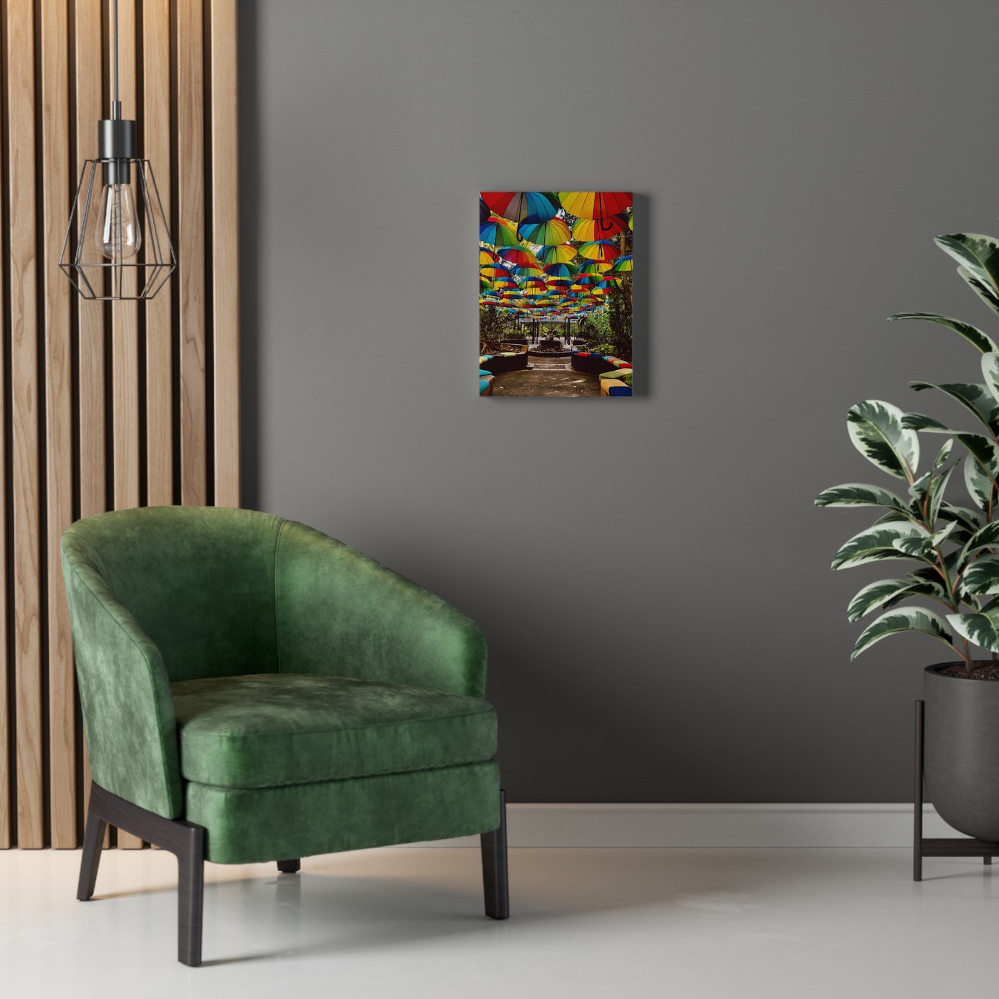 Umbrella Canopy Print on Canvas on Stretched Canvas