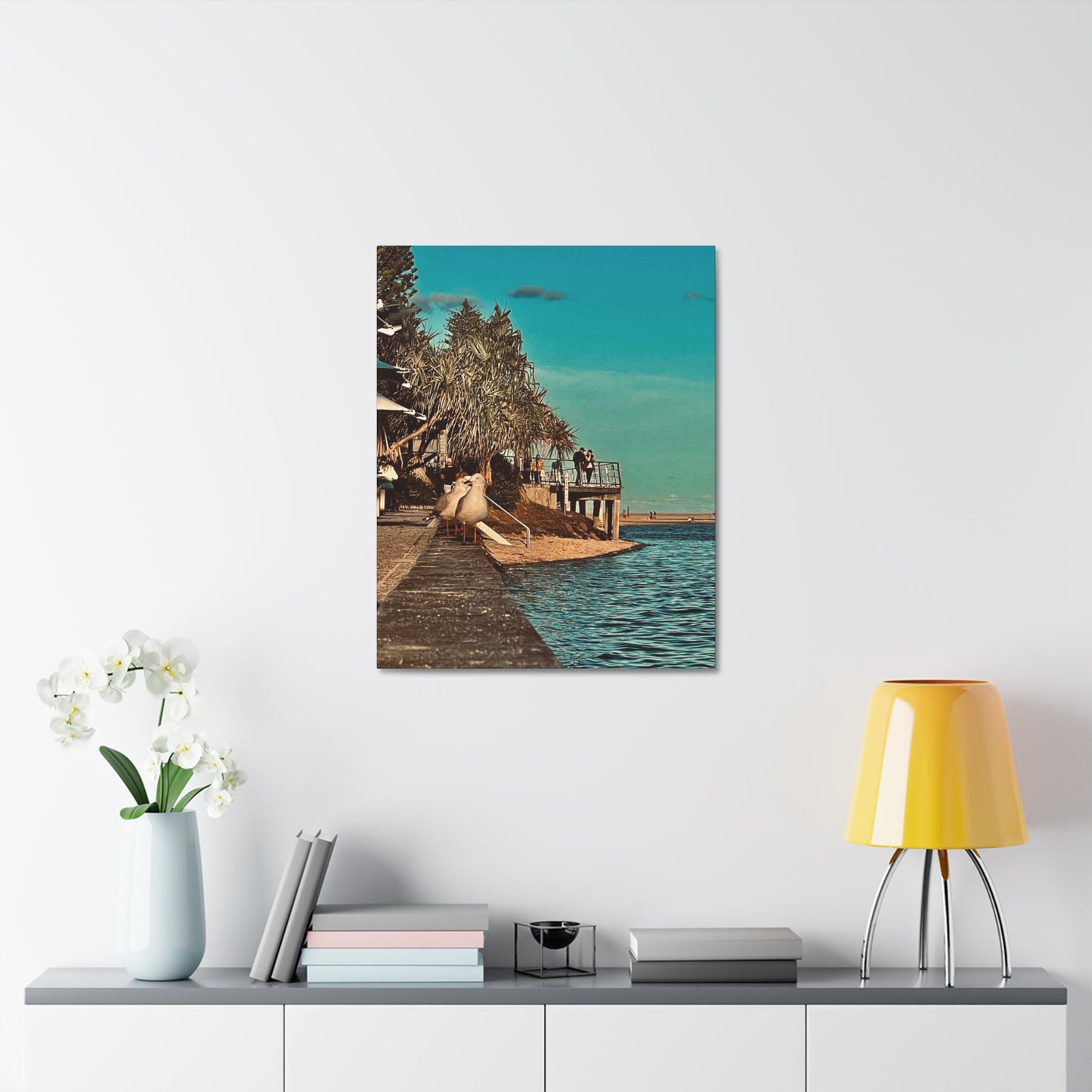 Serious Seagull Print on Canvas on Stretched Canvas