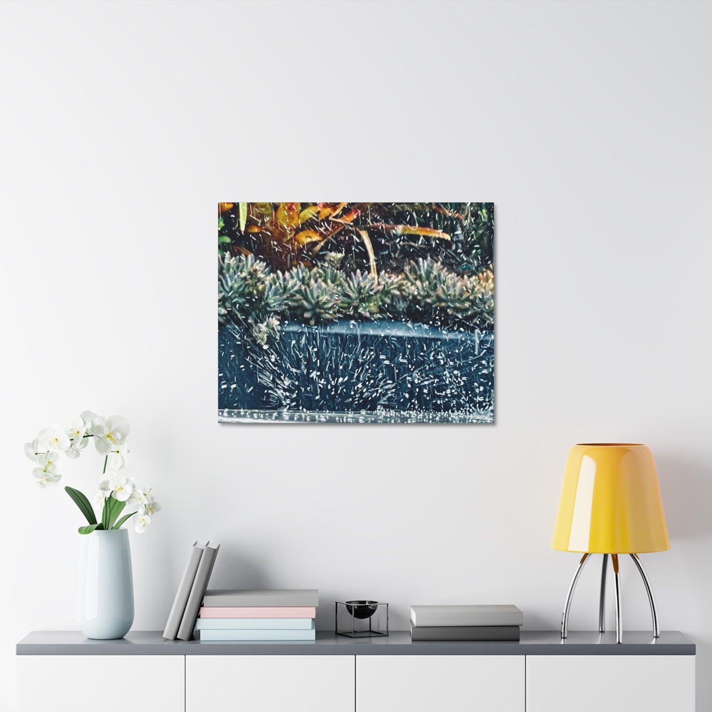 Table Rain Print on Canvas on Stretched Canvas