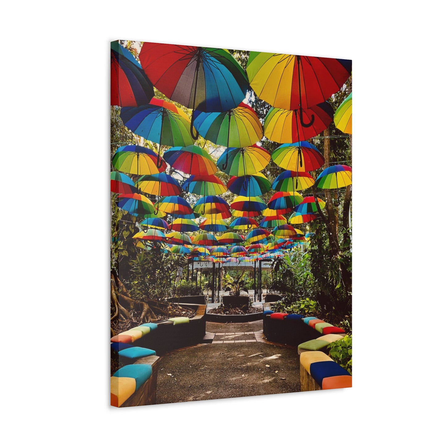 Umbrella Canopy Print on Canvas on Stretched Canvas