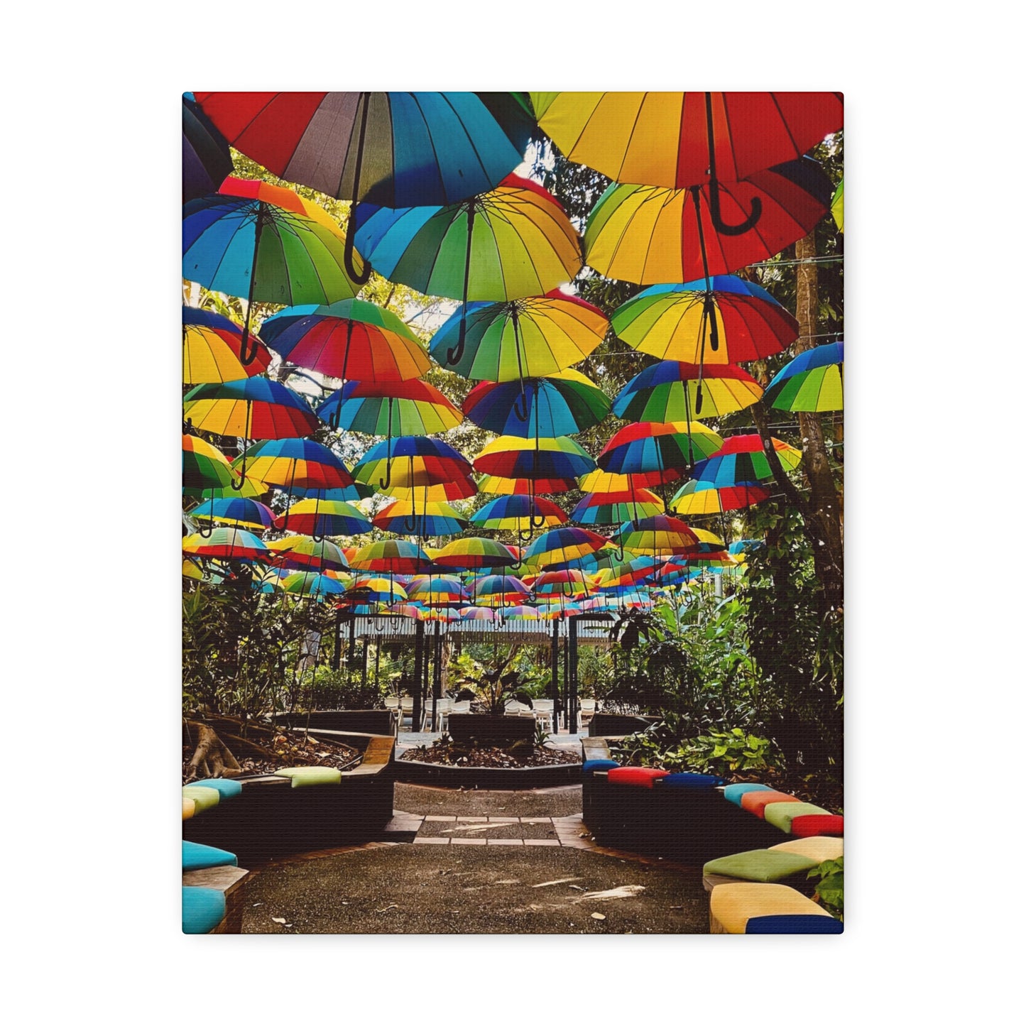Umbrella Canopy Print on Canvas on Stretched Canvas