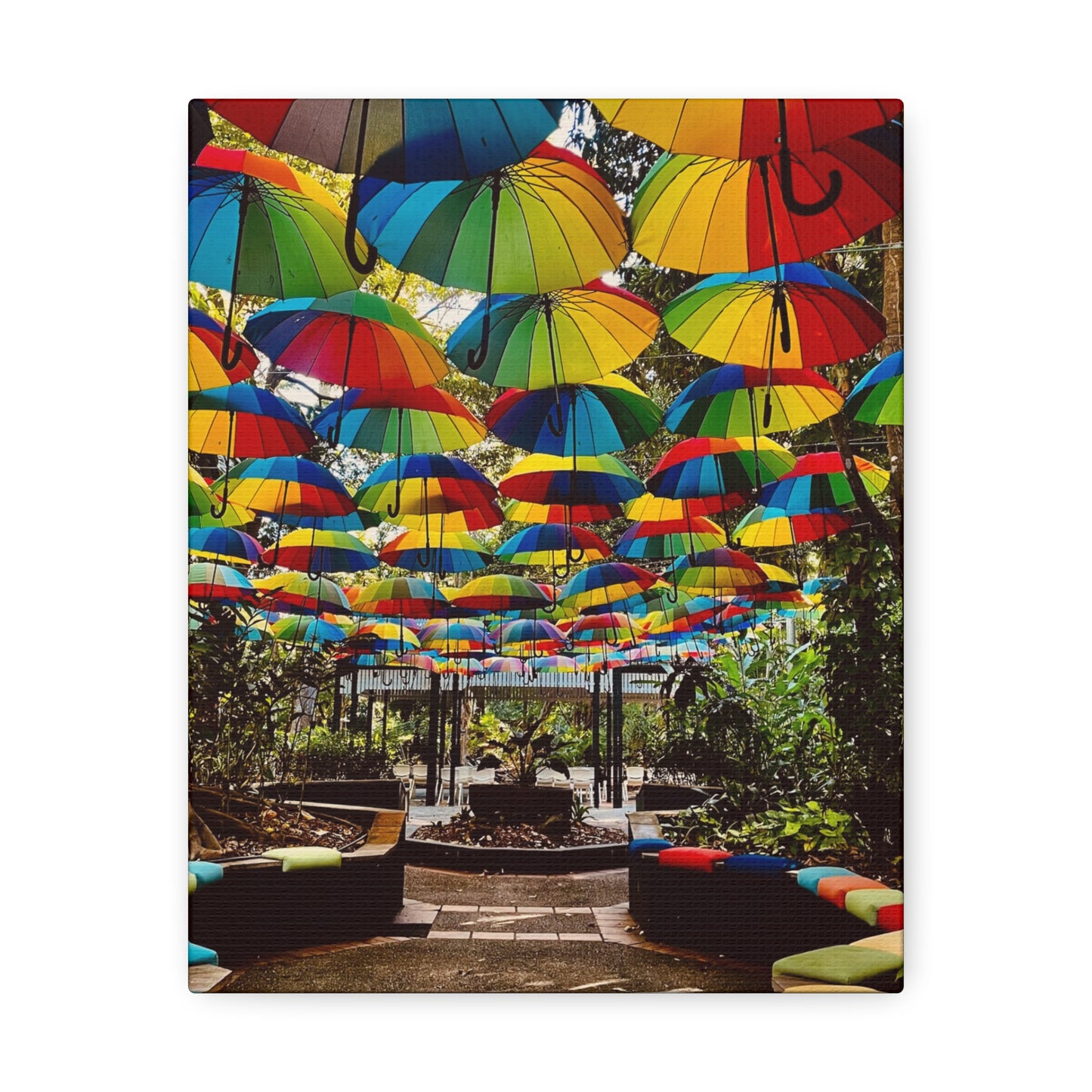Umbrella Canopy Print on Canvas on Stretched Canvas