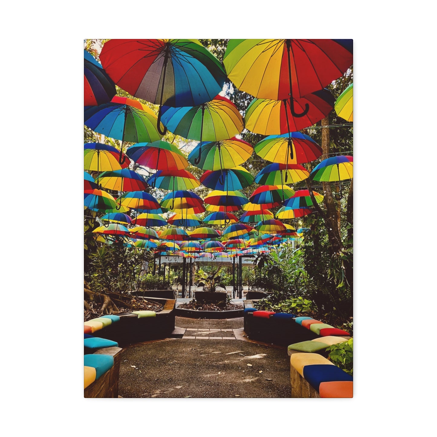 Umbrella Canopy Print on Canvas on Stretched Canvas