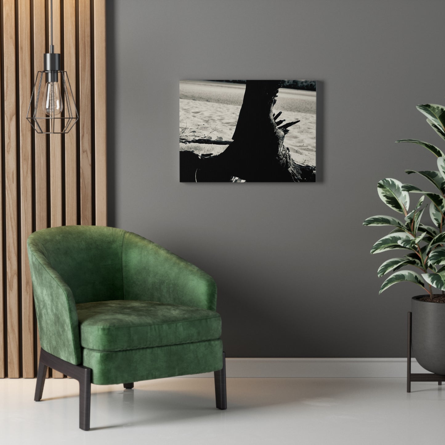 Beach Log Print on Canvas on Stretched Canvas