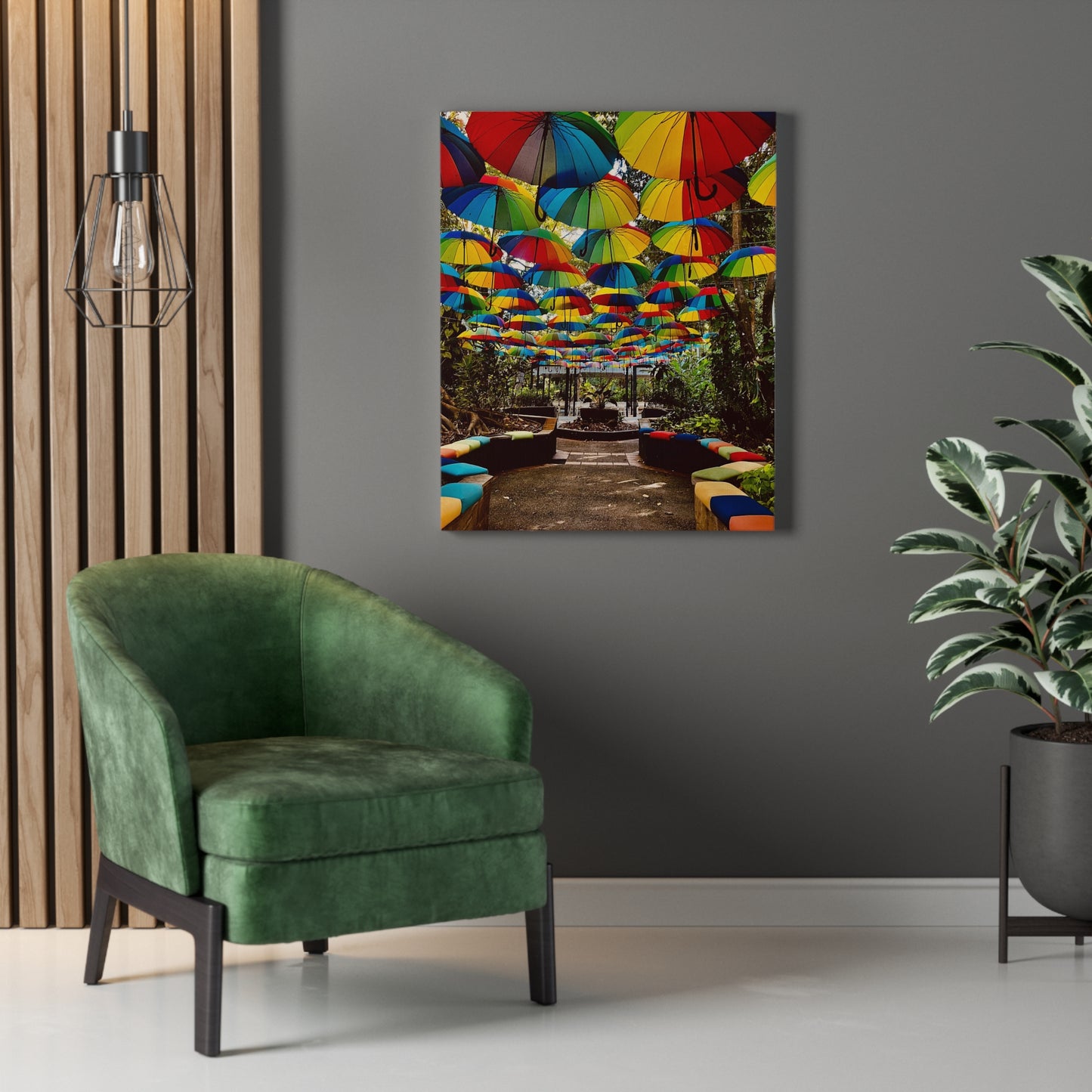 Umbrella Canopy Print on Canvas on Stretched Canvas