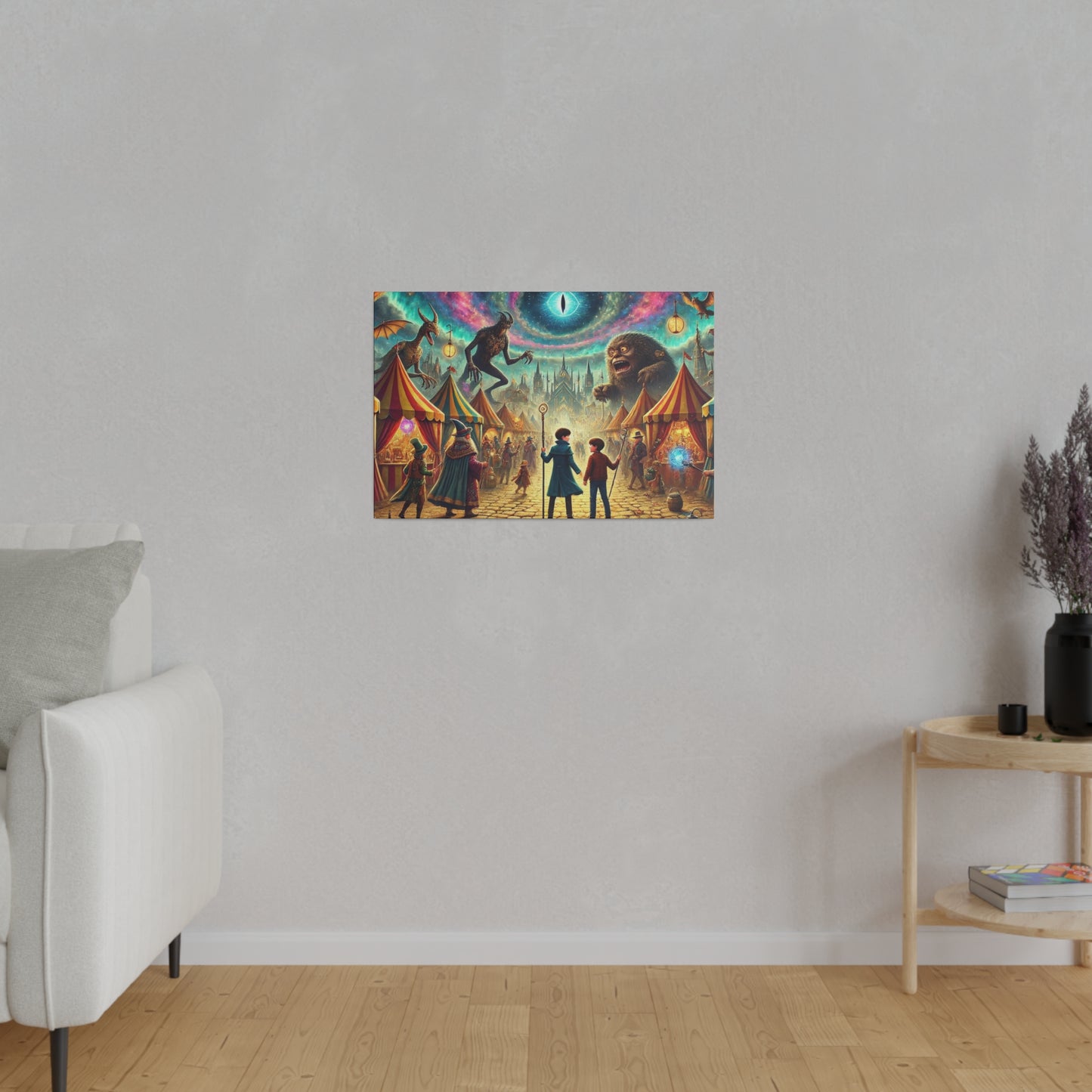 Prints on Canvas A Fantasy Scene at a Wizards Convention