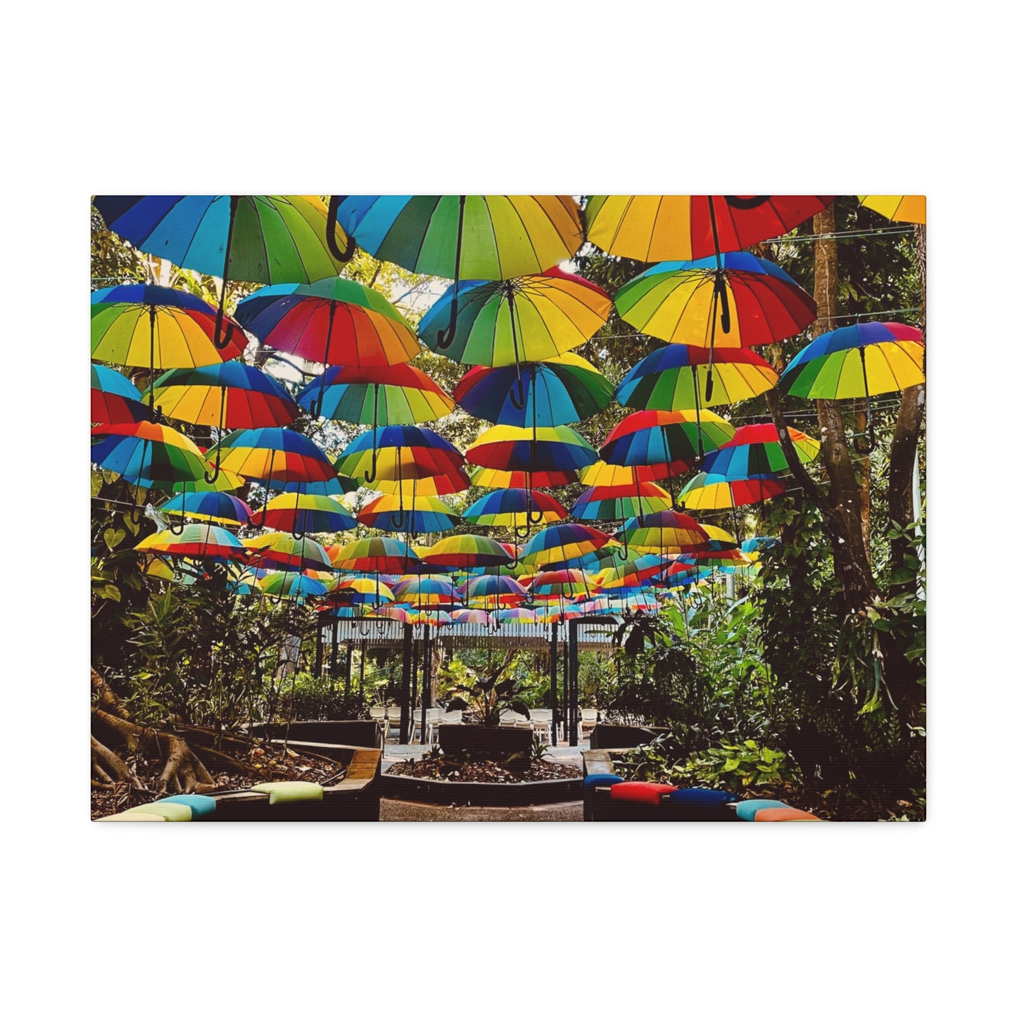 Umbrella Canopy Print on Canvas on Stretched Canvas