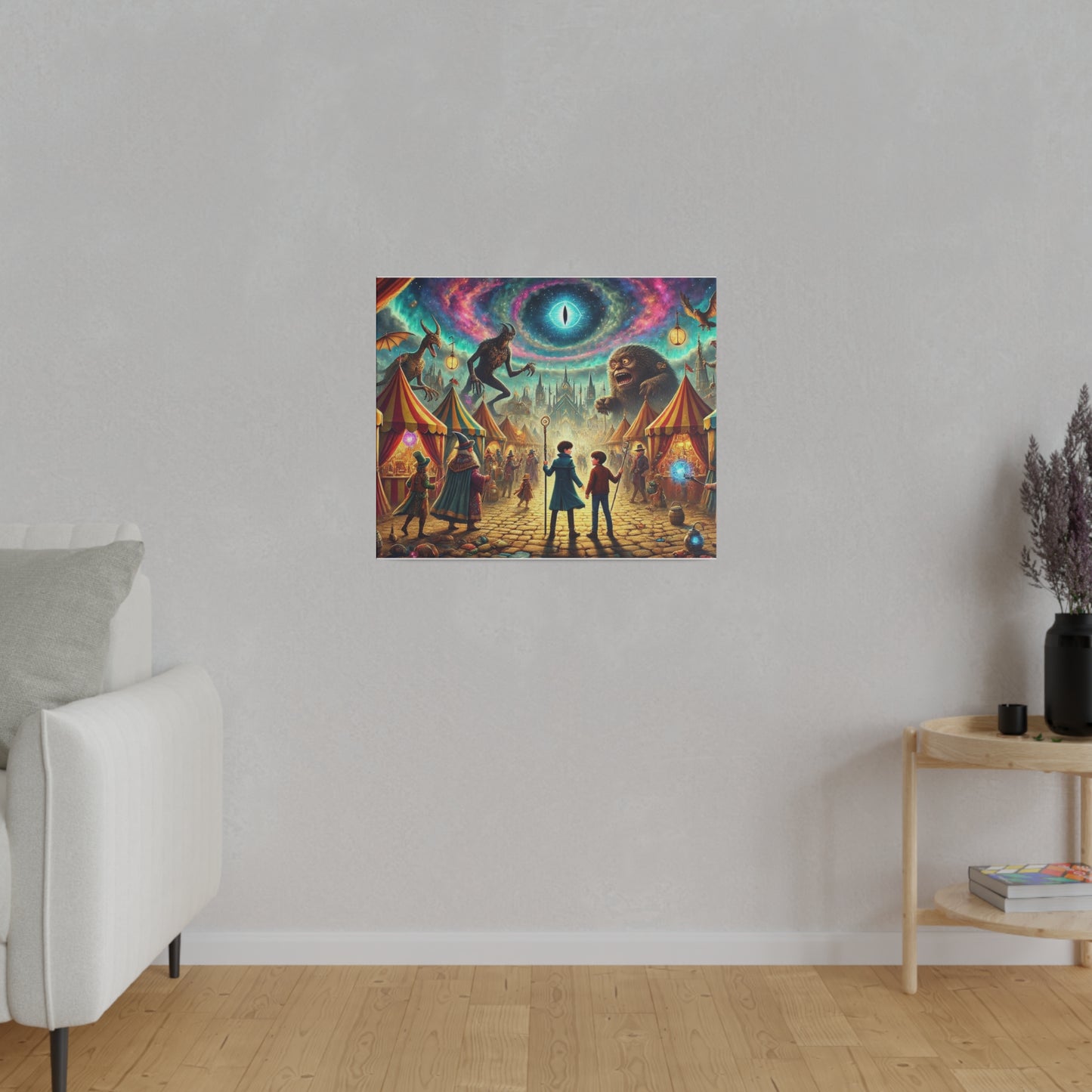 Prints on Canvas A Fantasy Scene at a Wizards Convention