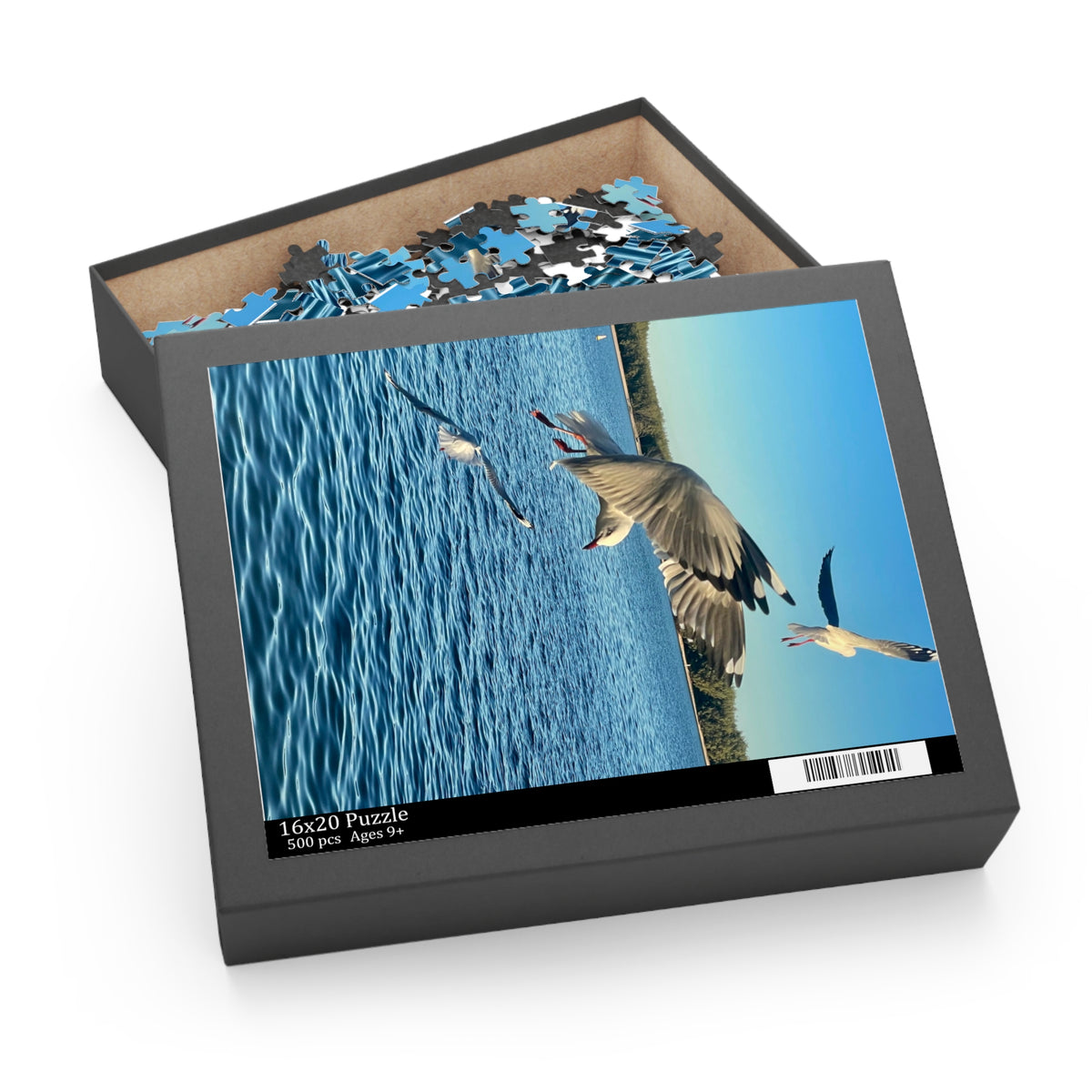 Seagulls in Flight Over the Ocean 500-Piece Puzzle