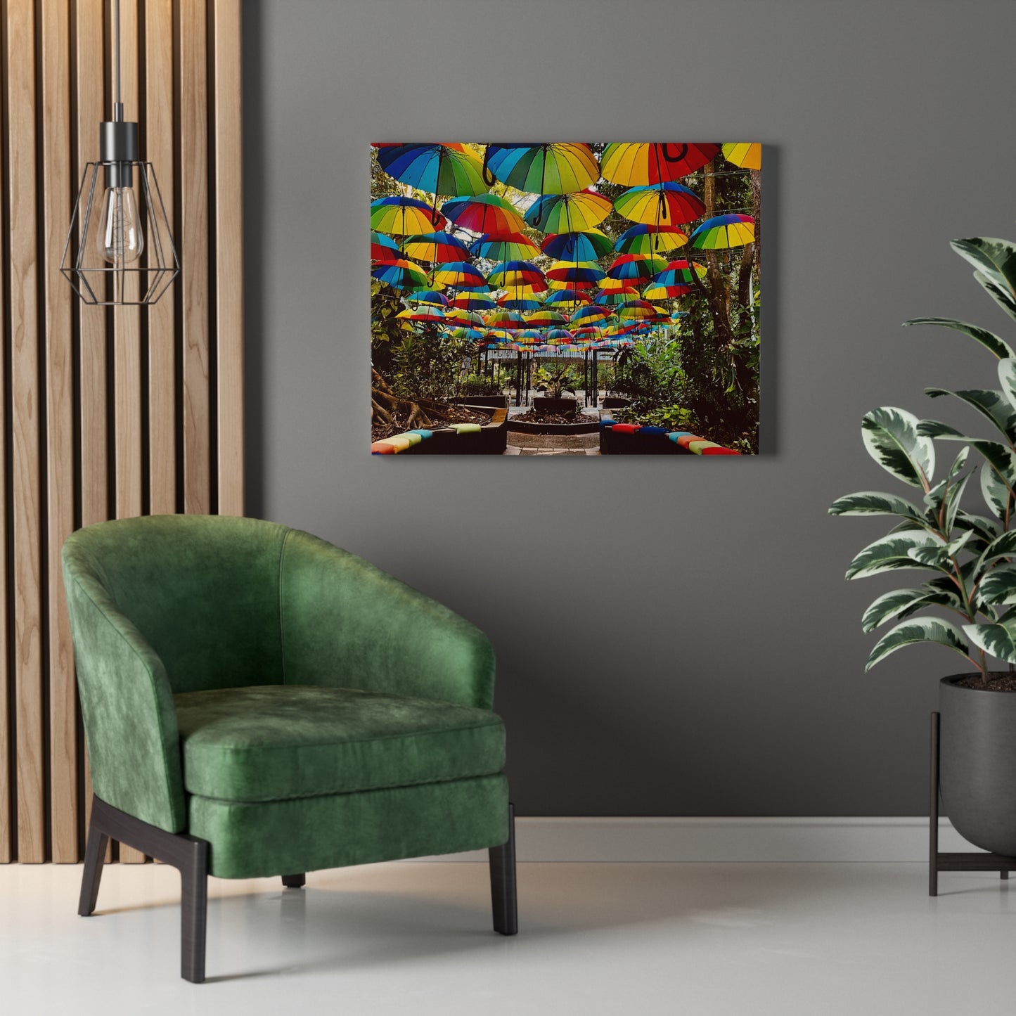 Umbrella Canopy Print on Canvas on Stretched Canvas