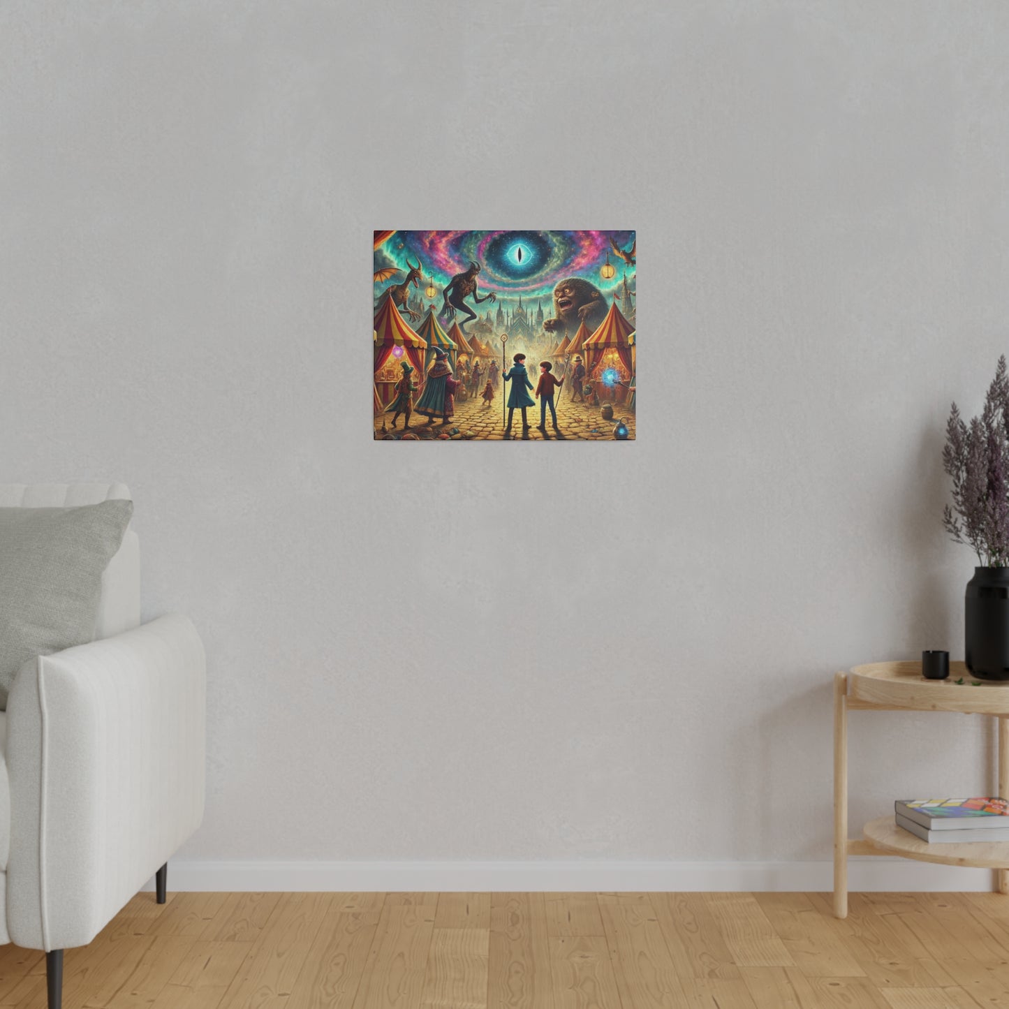 Prints on Canvas A Fantasy Scene at a Wizards Convention