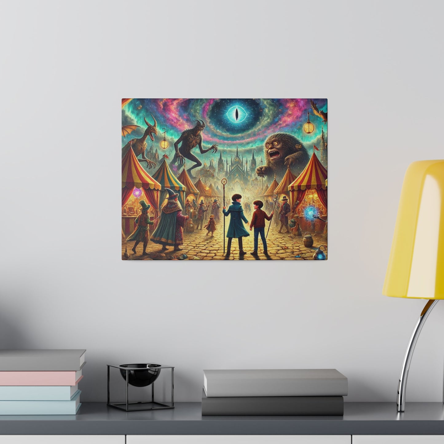 Prints on Canvas A Fantasy Scene at a Wizards Convention