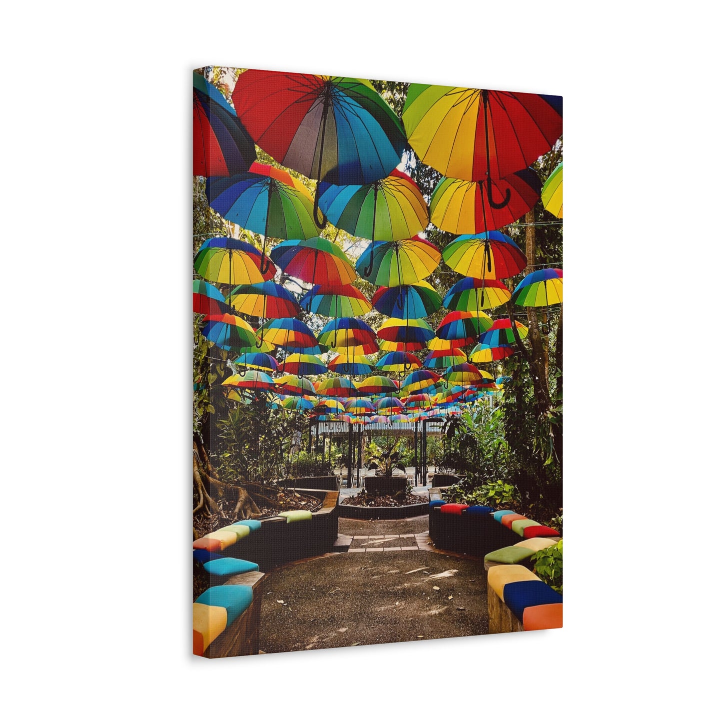 Umbrella Canopy Print on Canvas on Stretched Canvas