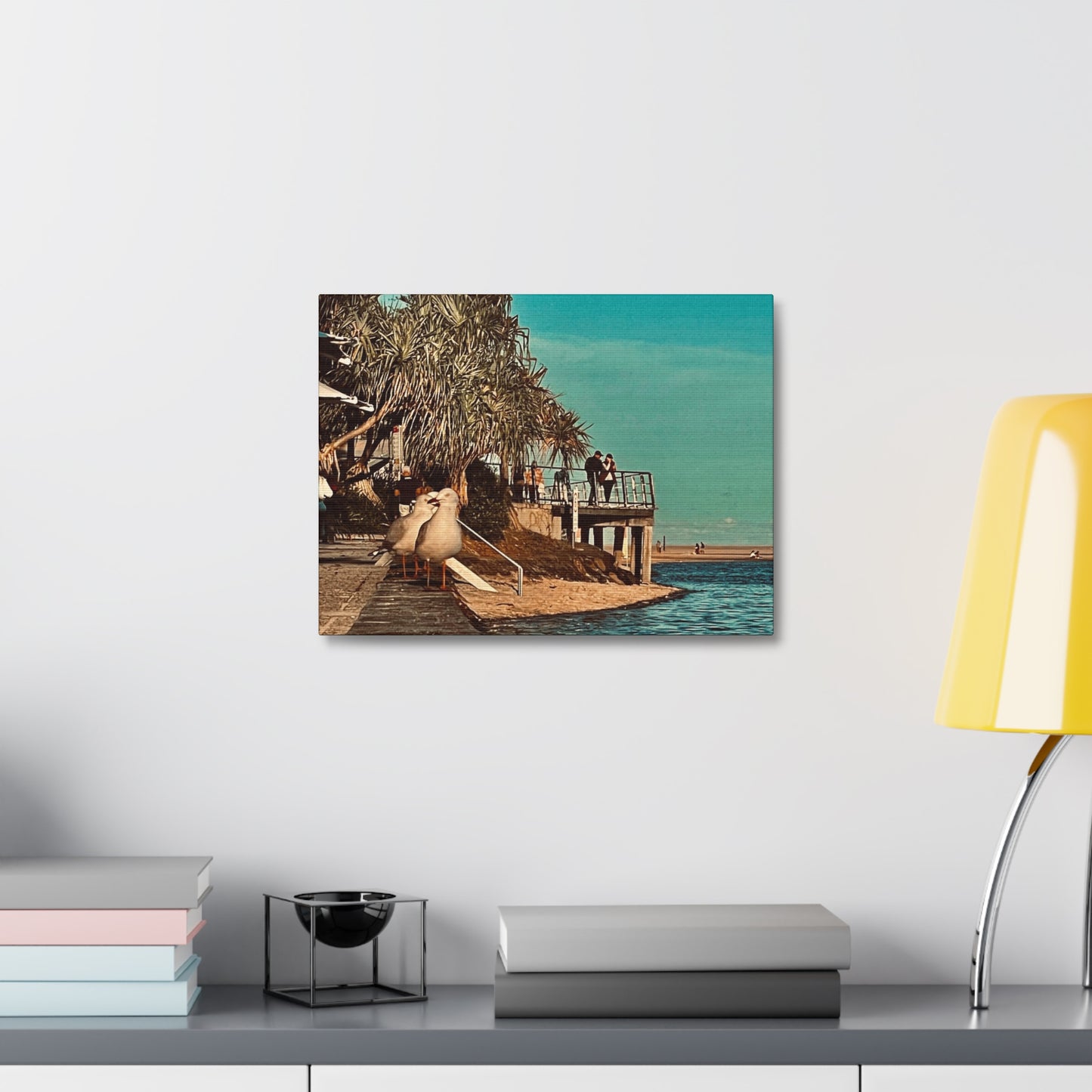 Serious Seagull Print on Canvas on Stretched Canvas