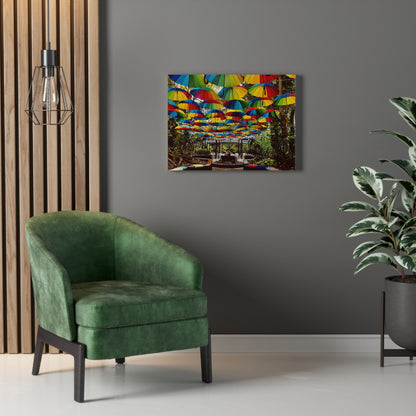 Umbrella Canopy Print on Canvas on Stretched Canvas