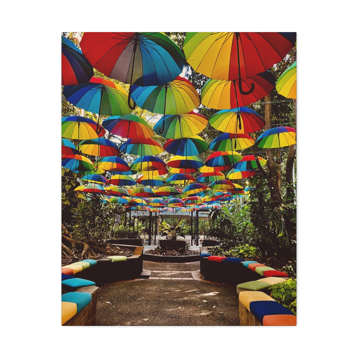 Umbrella Canopy Print on Canvas on Stretched Canvas