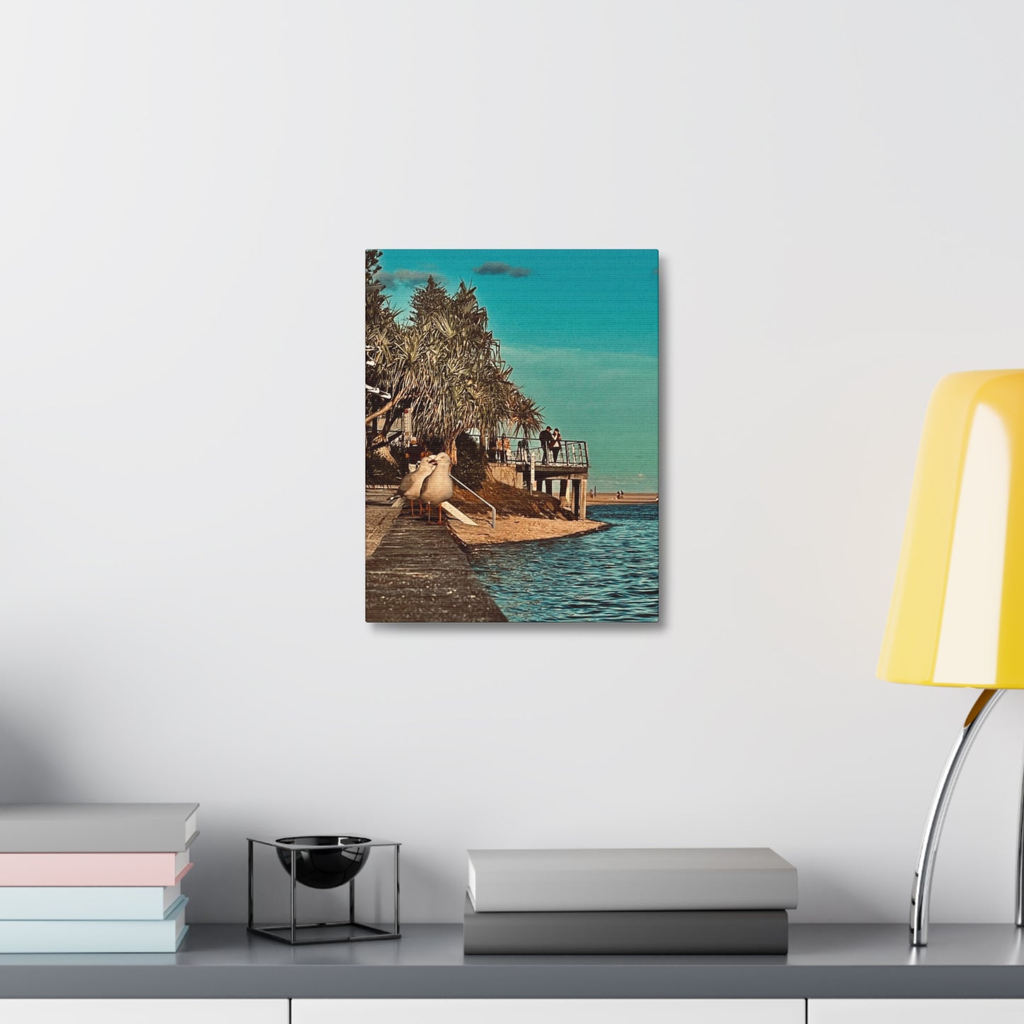 Serious Seagull Print on Canvas on Stretched Canvas