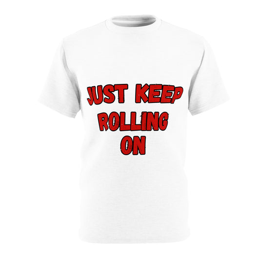 Quirky Tee (Just Keep Rolling On) Unisex Cut & Sew Tee (AOP)