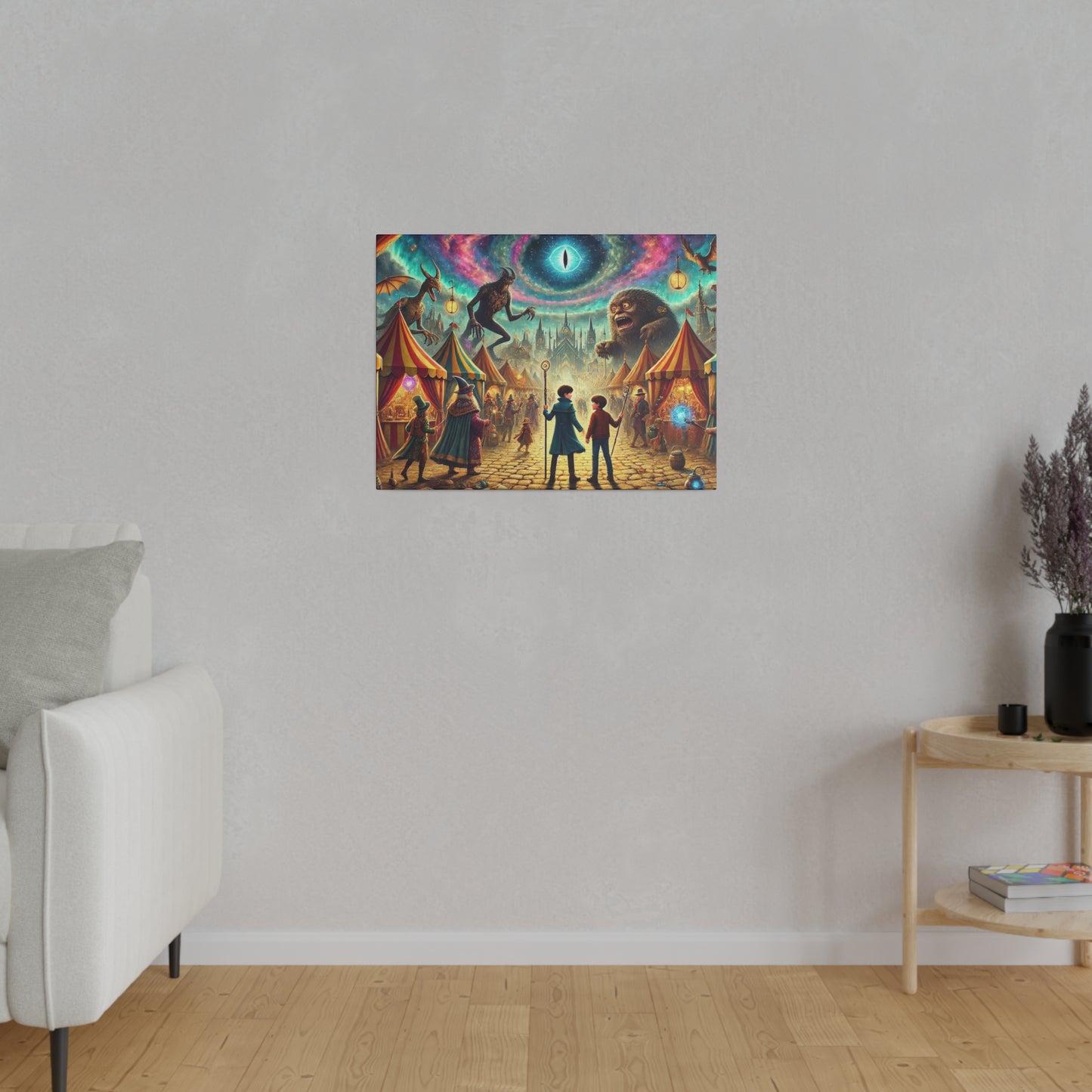 Prints on Canvas A Fantasy Scene at a Wizards Convention