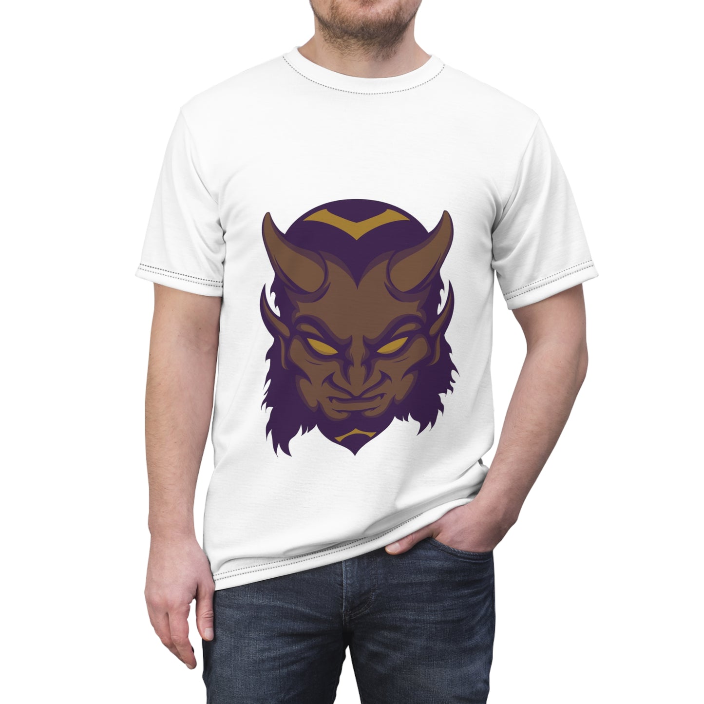 Quirky Tee Mustard Devil Unisex Cut & Sew Tee (AOP)