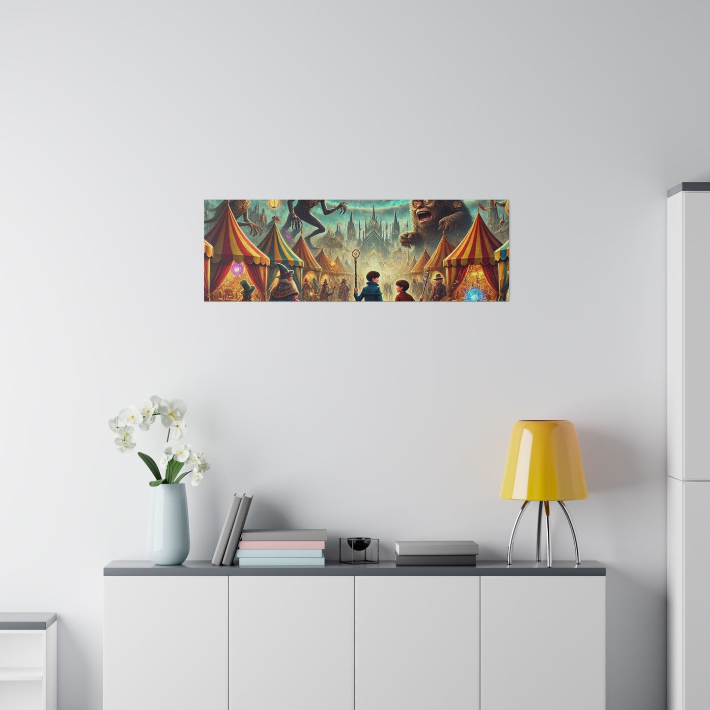 Prints on Canvas A Fantasy Scene at a Wizards Convention