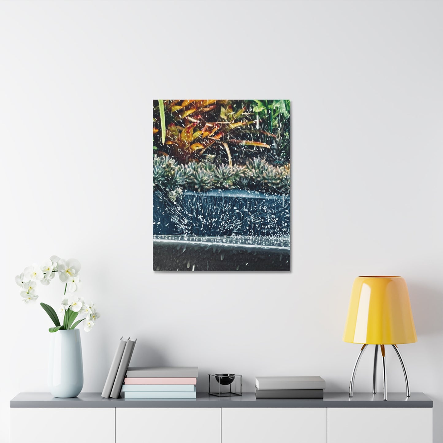 Table Rain Print on Canvas on Stretched Canvas